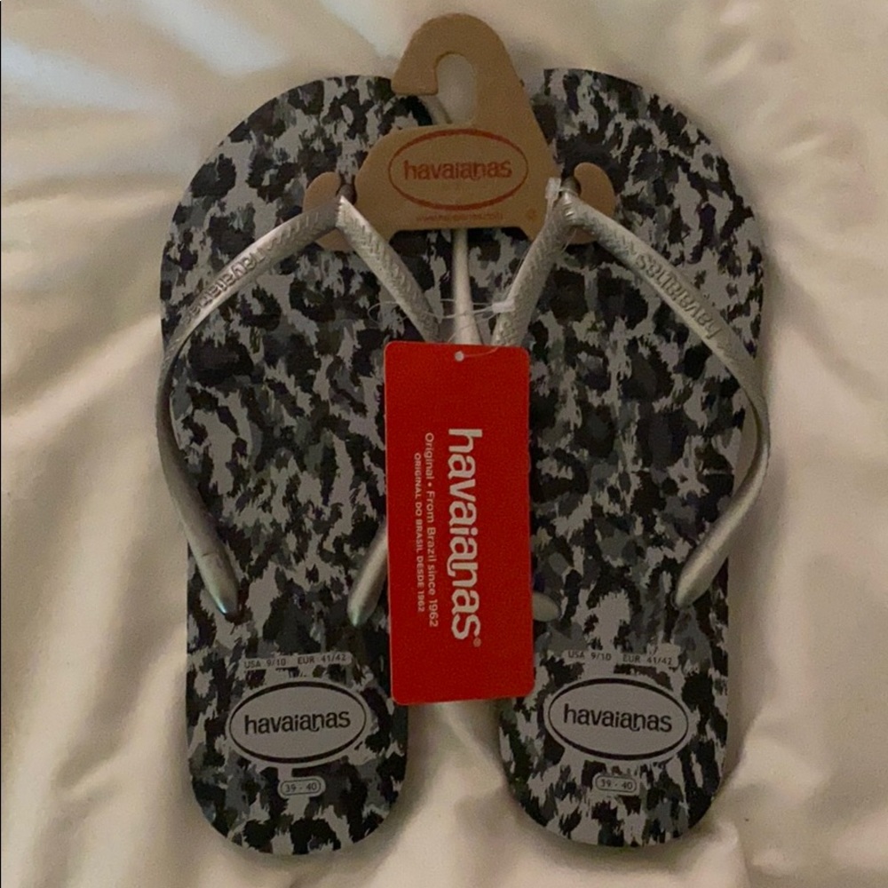 flip flops leopard havaianas silver top